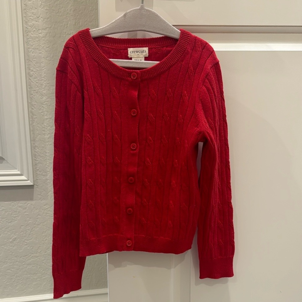 Crewcuts Vibrant Red Cableknit Button-Up Cardigan